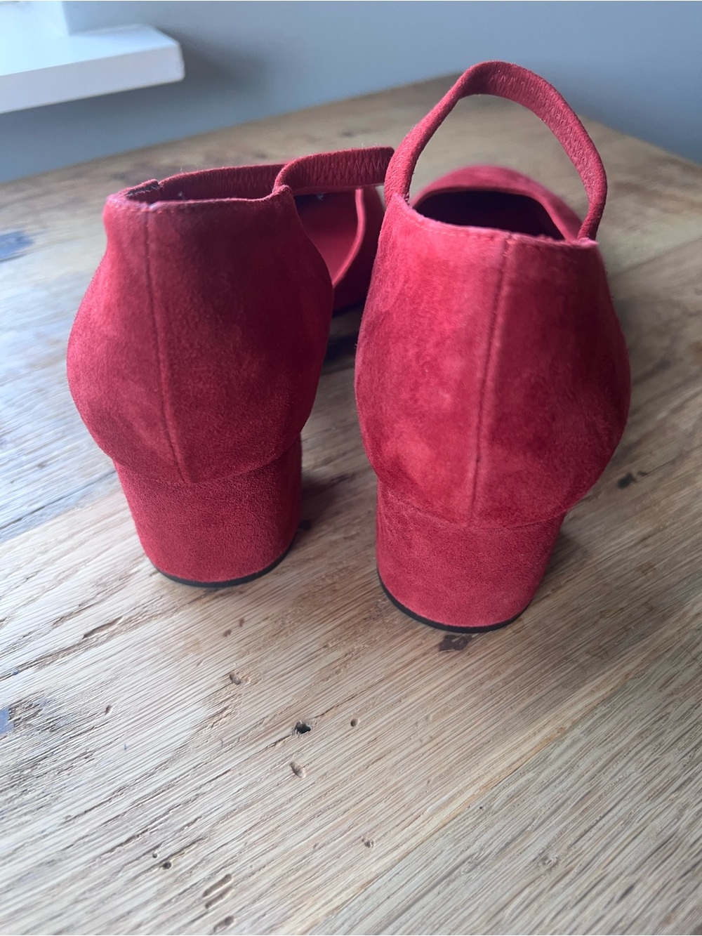 J Crew Mollie Elastic Strap Heel in Red Suede Size 8 - Picture 3 of 6